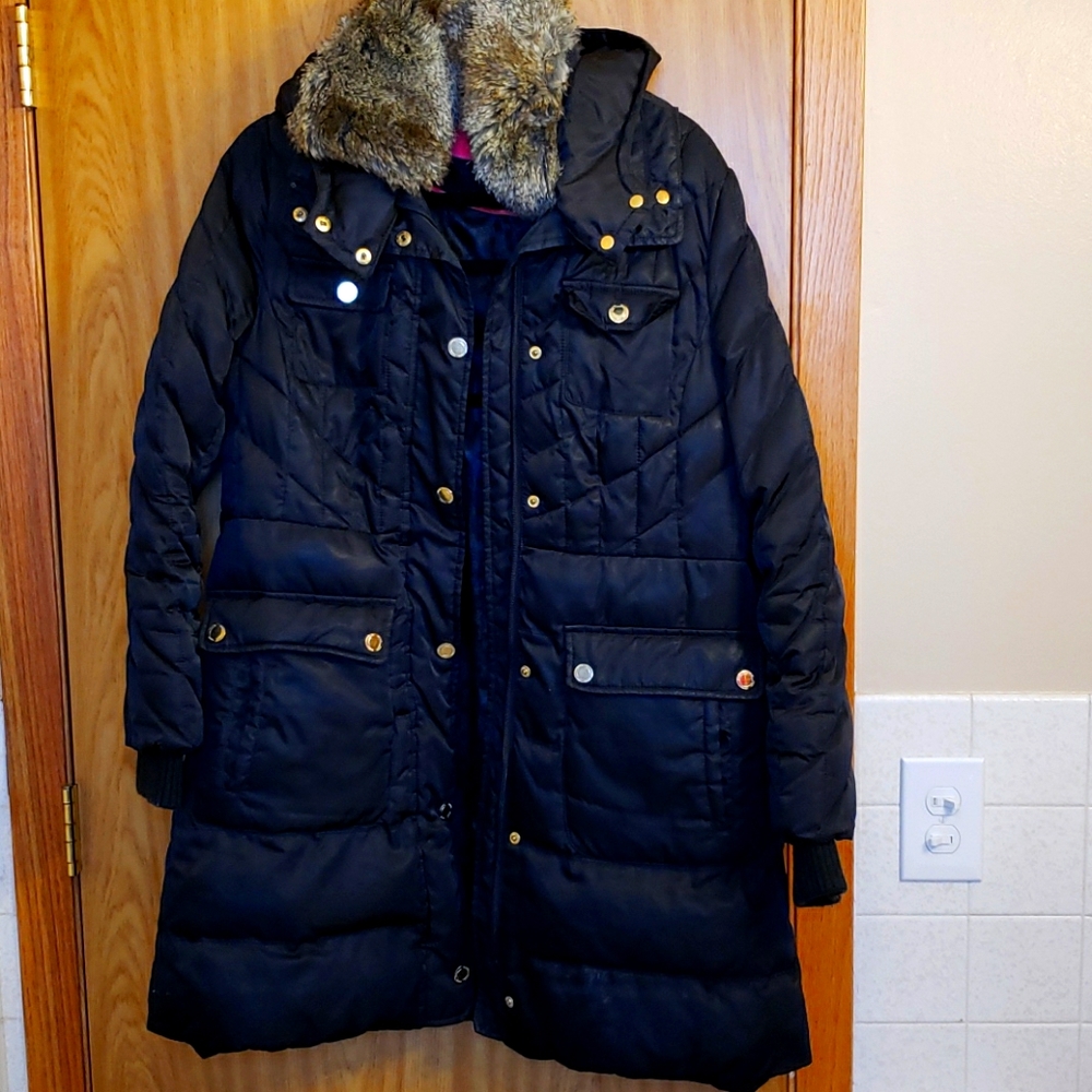 Ivanka Trump black puffer coat -removable fur/hood